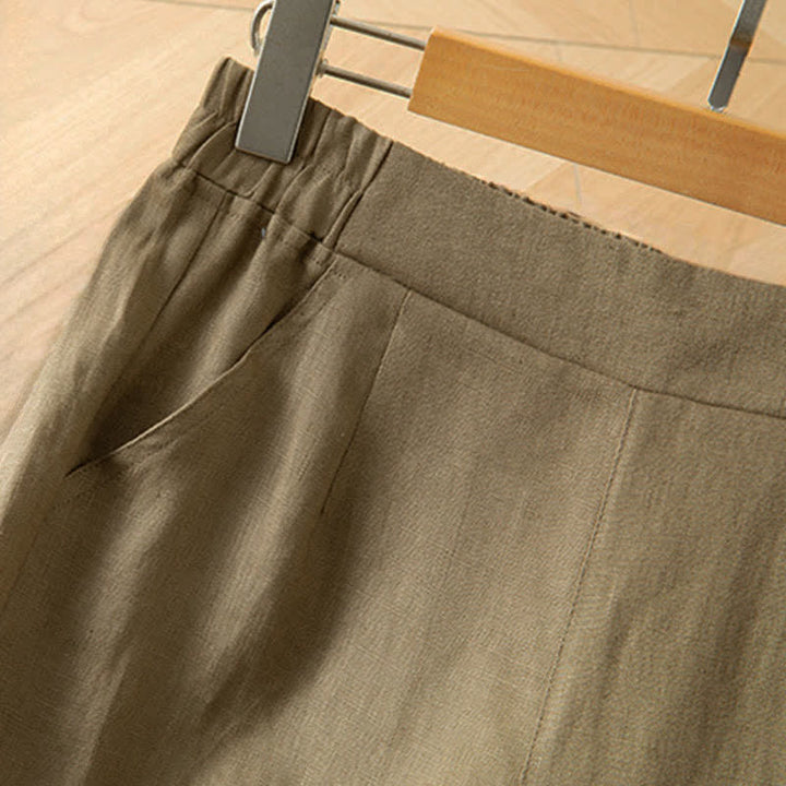 Buddha Stones Women's Spring High Elastic Waist Wide Leg Long Pants With Side Pockets - image 4