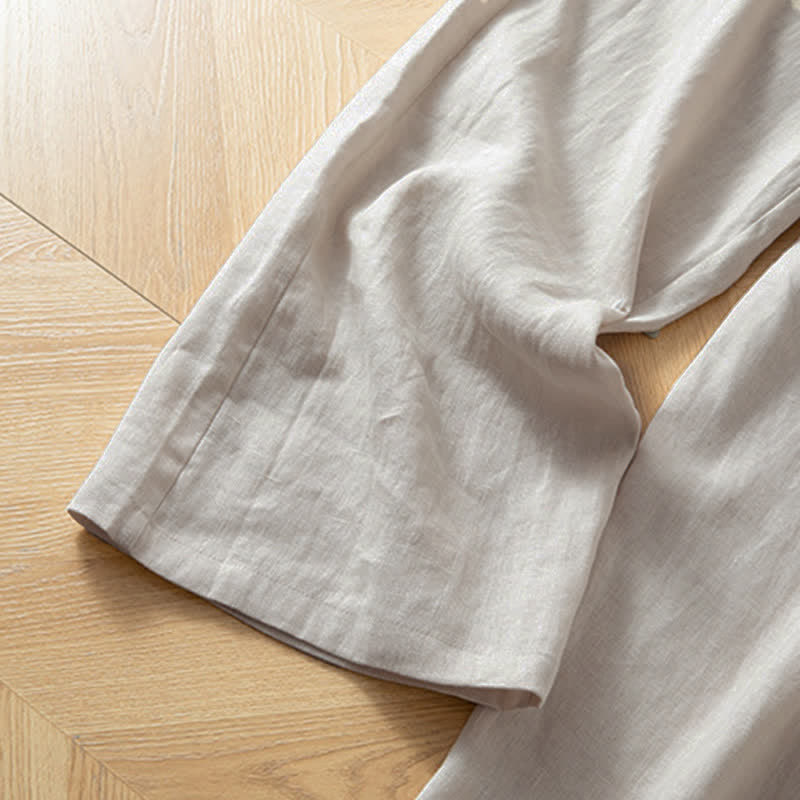 Buddha Stones Women's Spring High Elastic Waist Wide Leg Long Pants With Side Pockets - image 26