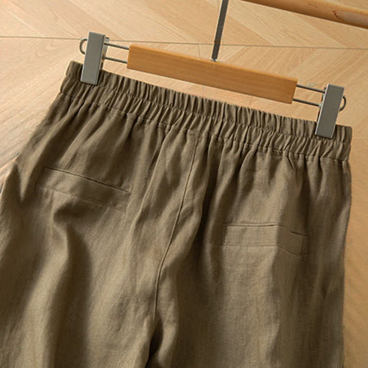 Buddha Stones Women's Spring High Elastic Waist Wide Leg Long Pants With Side Pockets - image 3