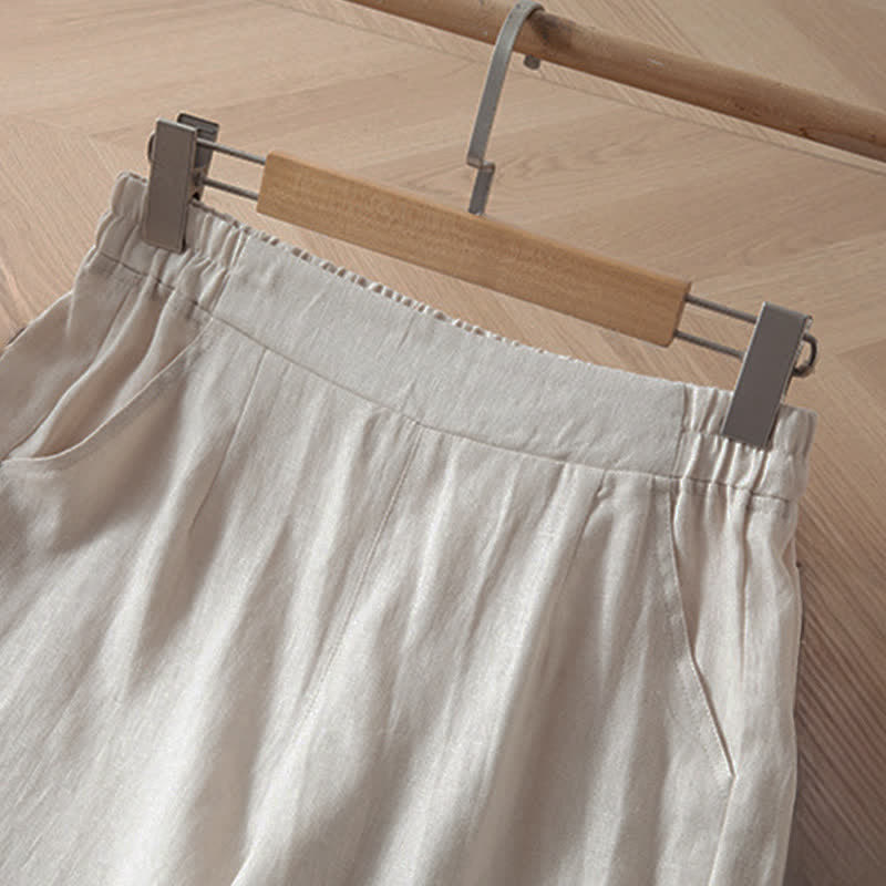 Buddha Stones Women's Spring High Elastic Waist Wide Leg Long Pants With Side Pockets - image 16