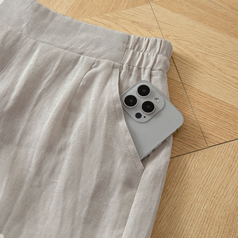 Buddha Stones Women's Spring High Elastic Waist Wide Leg Long Pants With Side Pockets - image 20