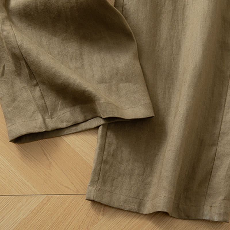 Buddha Stones Women's Spring High Elastic Waist Wide Leg Long Pants With Side Pockets - image 12