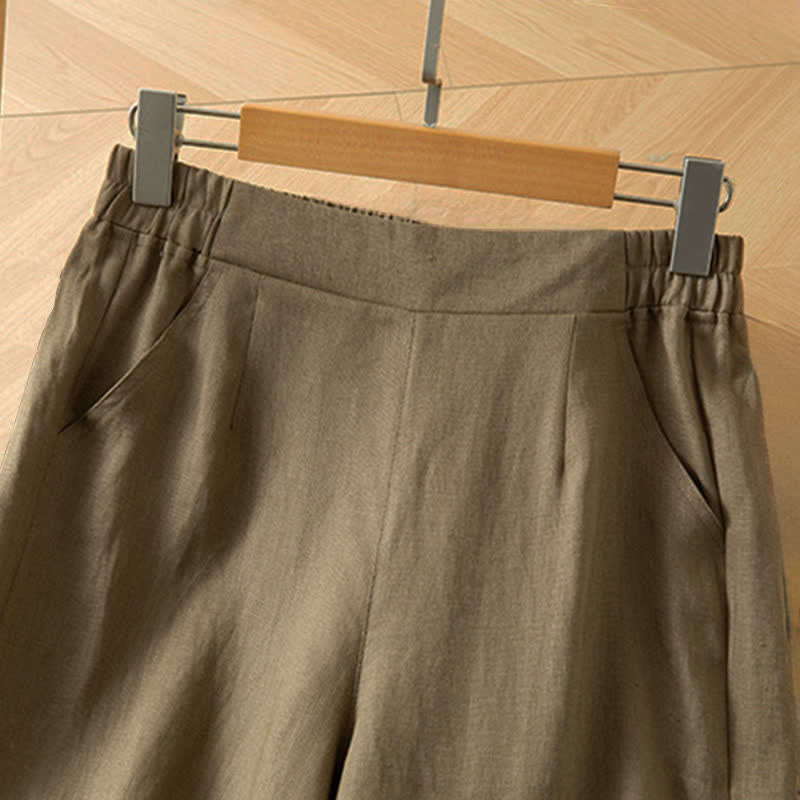 Buddha Stones Women's Spring High Elastic Waist Wide Leg Long Pants With Side Pockets - image 2