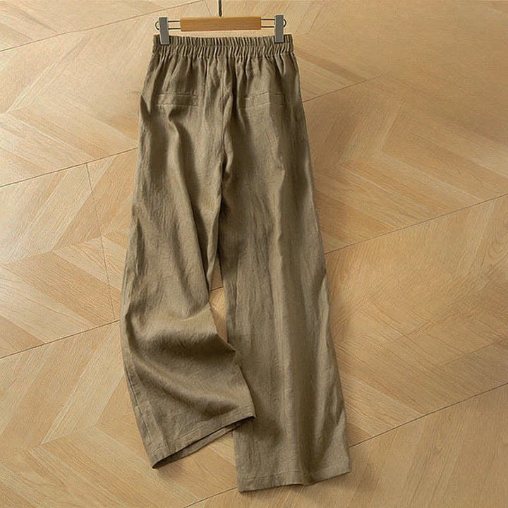 Buddha Stones Women's Spring High Elastic Waist Wide Leg Long Pants With Side Pockets - image 1