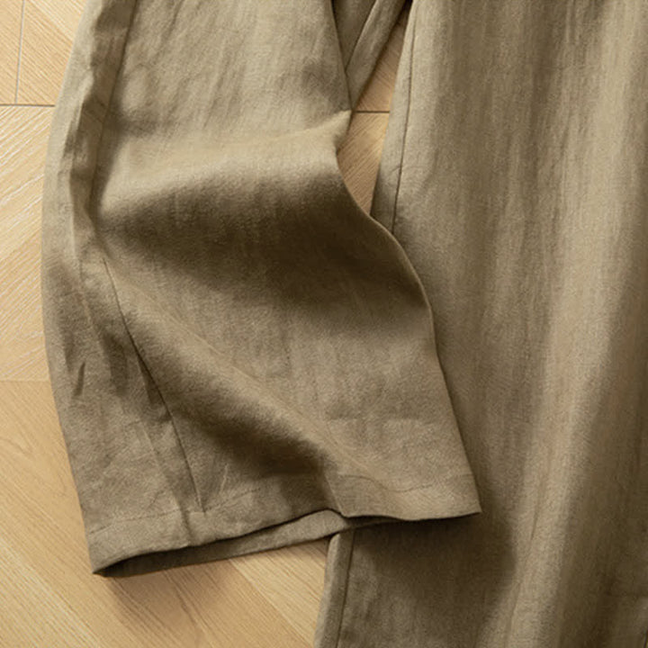 Buddha Stones Women's Spring High Elastic Waist Wide Leg Long Pants With Side Pockets - image 10