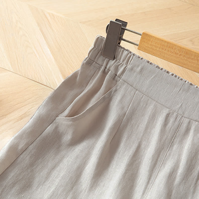 Buddha Stones Women's Spring High Elastic Waist Wide Leg Long Pants With Side Pockets - image 18