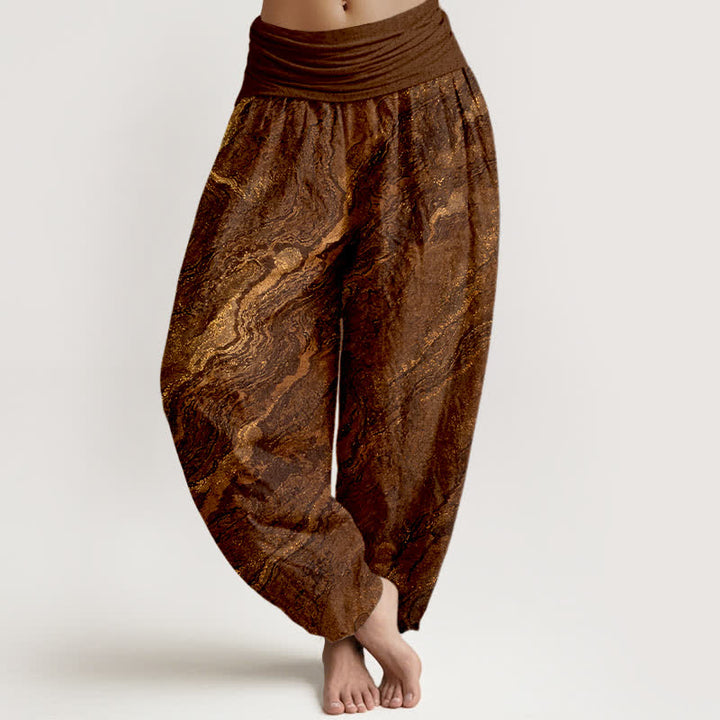 Buddha Stones Ripple High Elastic Waistband Women's Harem Pure Cotton Pants - Sienna - US16，UK/AU20，EU48 (3XL) - image 5