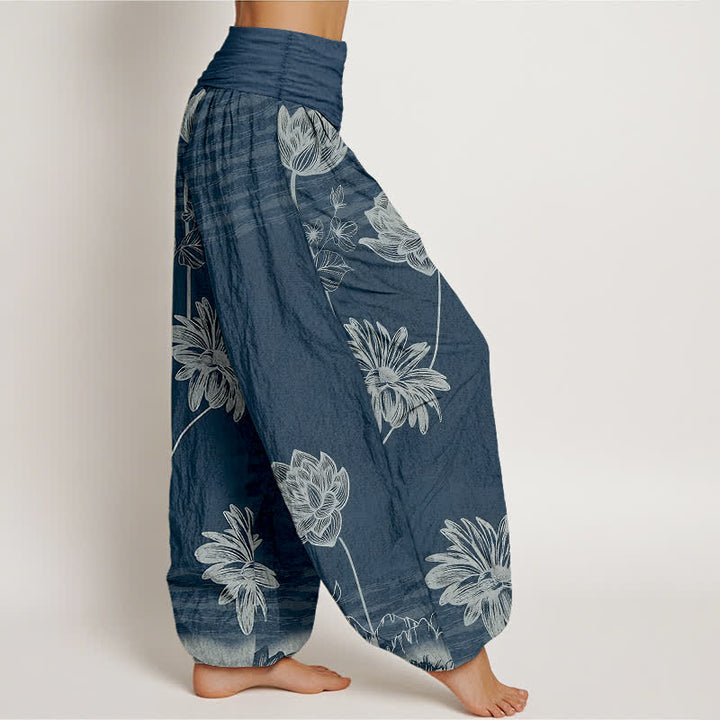 Buddha Stones Lotus High Waist Design Women's Harem Cotton Pants - image 2