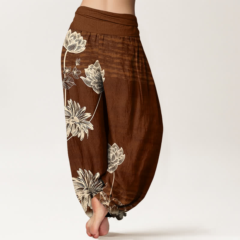 Buddha Stones Lotus High Waist Design Women's Harem Cotton Pants - image 6