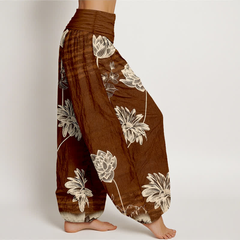 Buddha Stones Lotus High Waist Design Women's Harem Cotton Pants - image 7