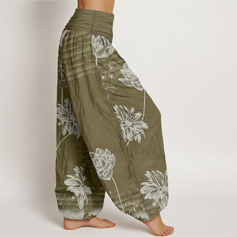 Buddha Stones Lotus High Waist Design Women's Harem Cotton Pants - image 10