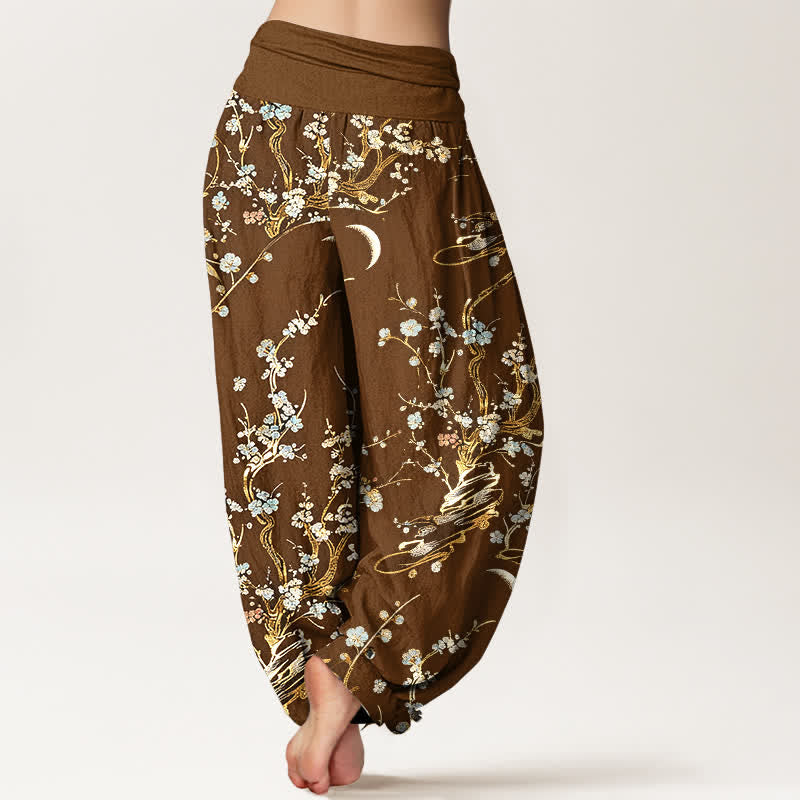 Buddha Stones Pure Cotton Plum Blossom Branches Elastic Waist Women's Harem Pants - image 6