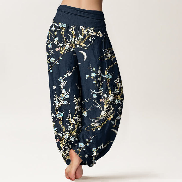 Buddha Stones Pure Cotton Plum Blossom Branches Elastic Waist Women's Harem Pants - image 9