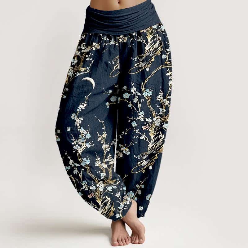 Buddha Stones Pure Cotton Plum Blossom Branches Elastic Waist Women's Harem Pants - DarkGoldenrod - US16，UK/AU20，EU48 (3XL) - image 8