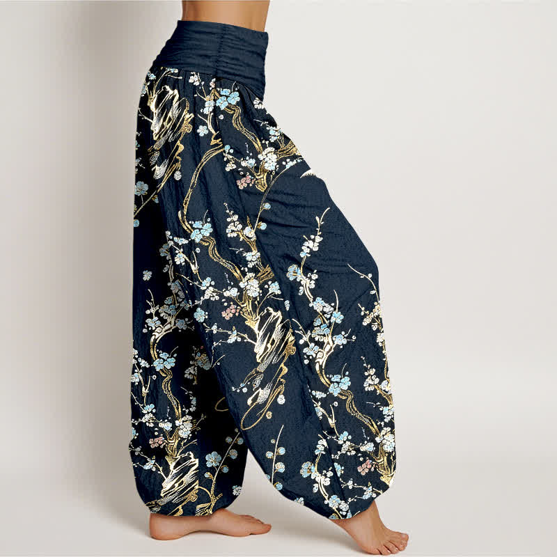 Buddha Stones Pure Cotton Plum Blossom Branches Elastic Waist Women's Harem Pants - image 10
