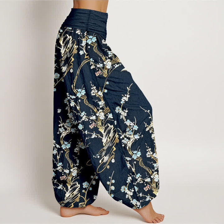 Buddha Stones Pure Cotton Plum Blossom Branches Elastic Waist Women's Harem Pants - image 10
