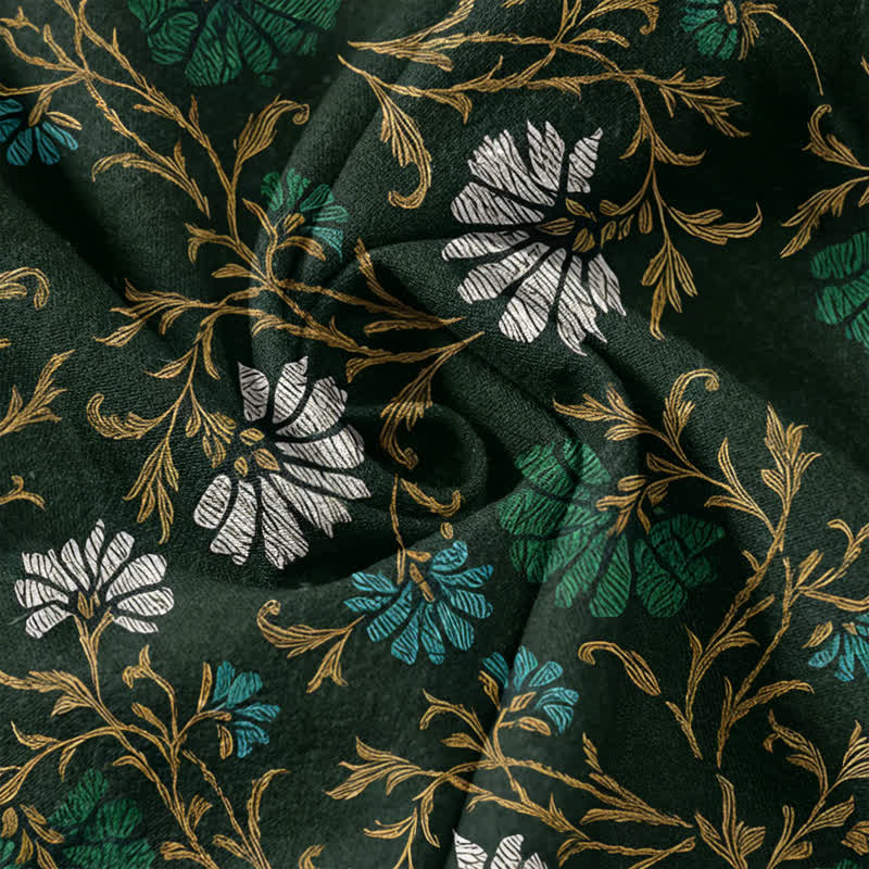 Buddha Stones Flowersl Vine Elastic Waist Drawstring Women's Cotton Pants With Pockets - image 3