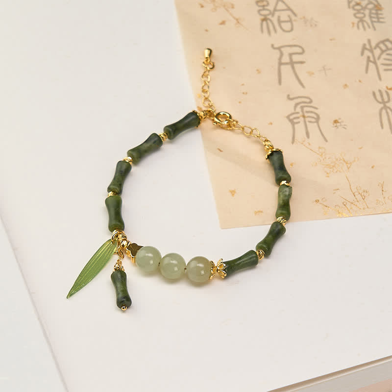 Buddha Stones Bamboo Bufferfly Peridot Hetian Jade Bead Peace Bracelet - Peridot(Wrist Circumference 15-18cm) - image 0