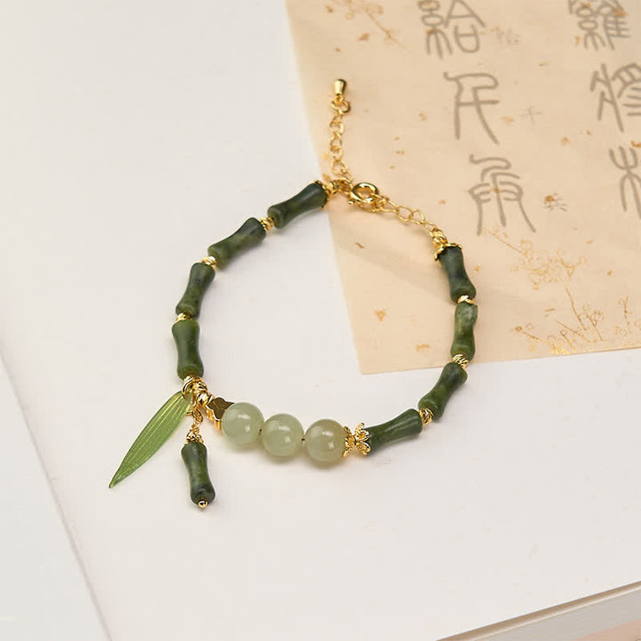 Buddha Stones Bamboo Bufferfly Peridot Hetian Jade Bead Peace Bracelet - Peridot(Wrist Circumference 15-18cm) - image 0