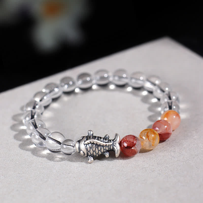 Buddha Stones Clear Quartz 999 Sterling Silver Koi Fish Protection Bracelet - image 4