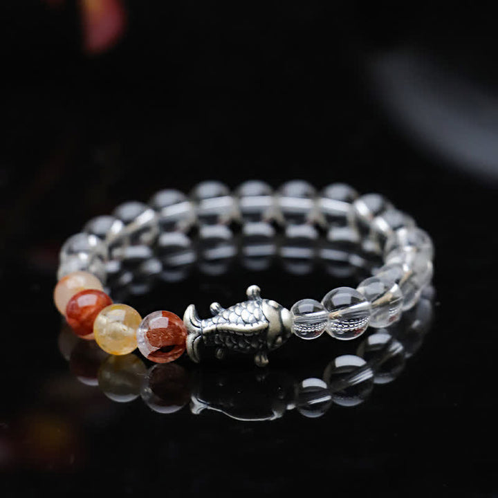Buddha Stones Clear Quartz 999 Sterling Silver Koi Fish Protection Bracelet - image 3