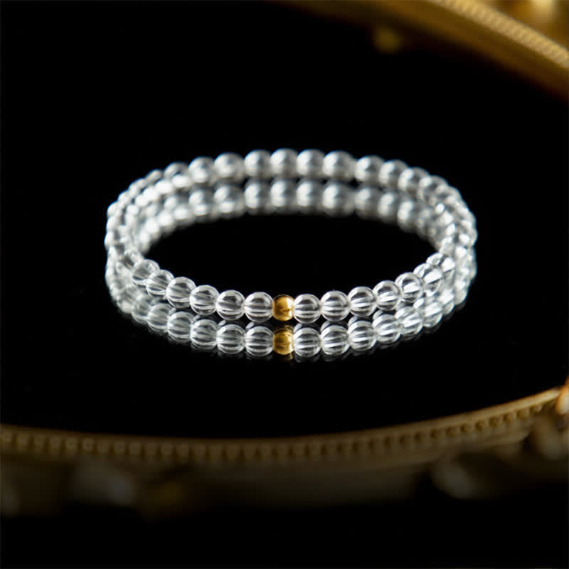 Buddha Stones Natural 4mm Clear Quartz Meditation Bracelet - image 1