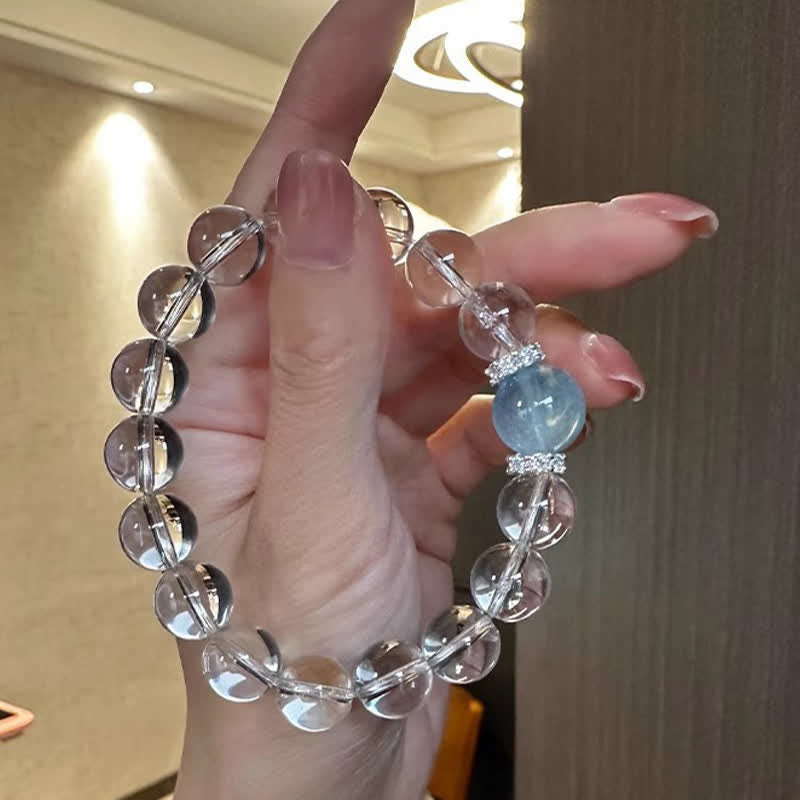 Buddha Stones Clear Quartz Aquamarine Healing Bracelet - image 9