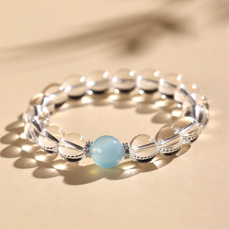 Buddha Stones Clear Quartz Aquamarine Healing Bracelet - image 4