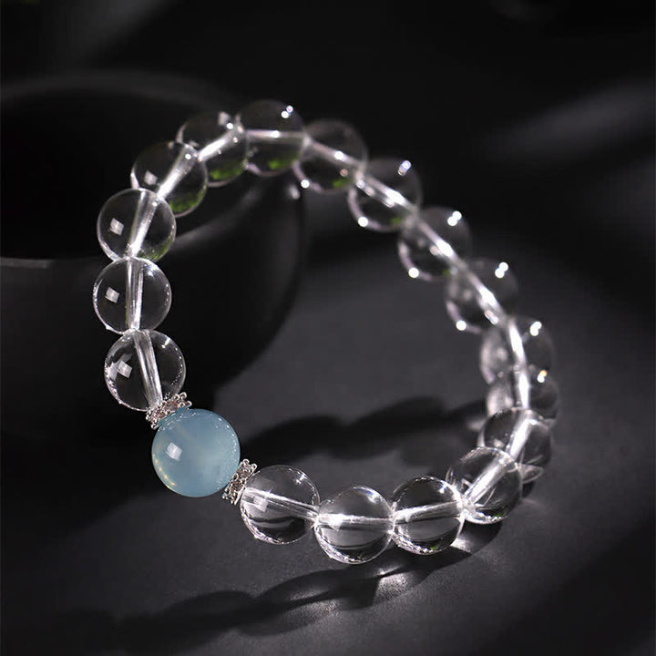 Buddha Stones Clear Quartz Aquamarine Healing Bracelet - image 3