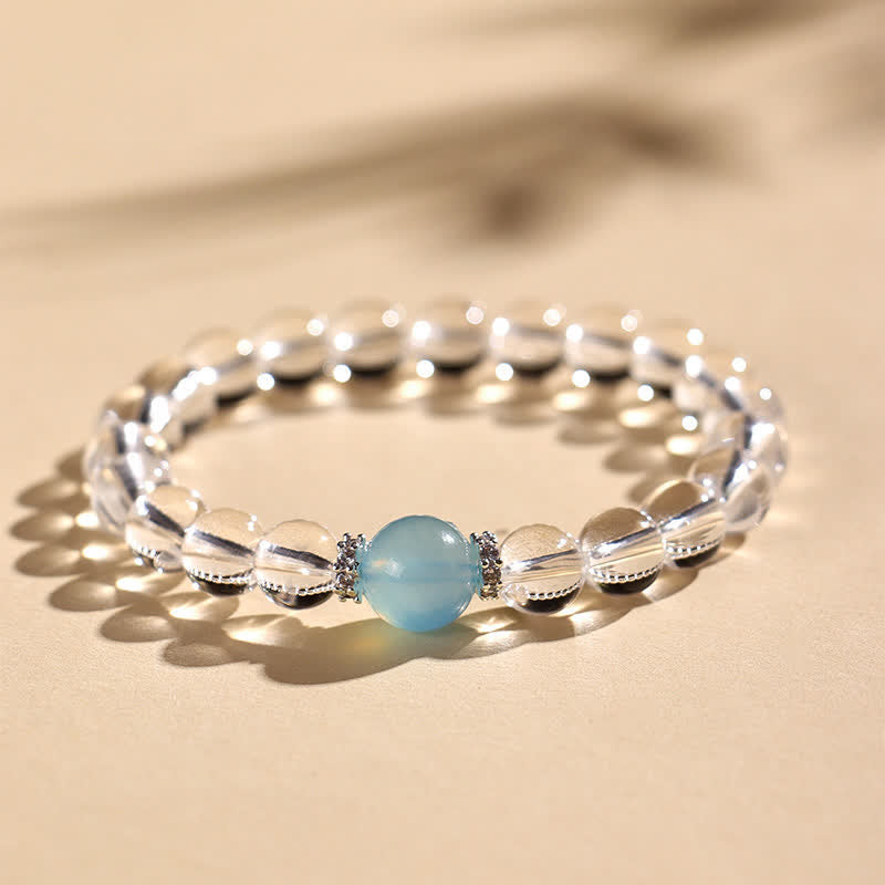 Buddha Stones Clear Quartz Aquamarine Healing Bracelet - image 1