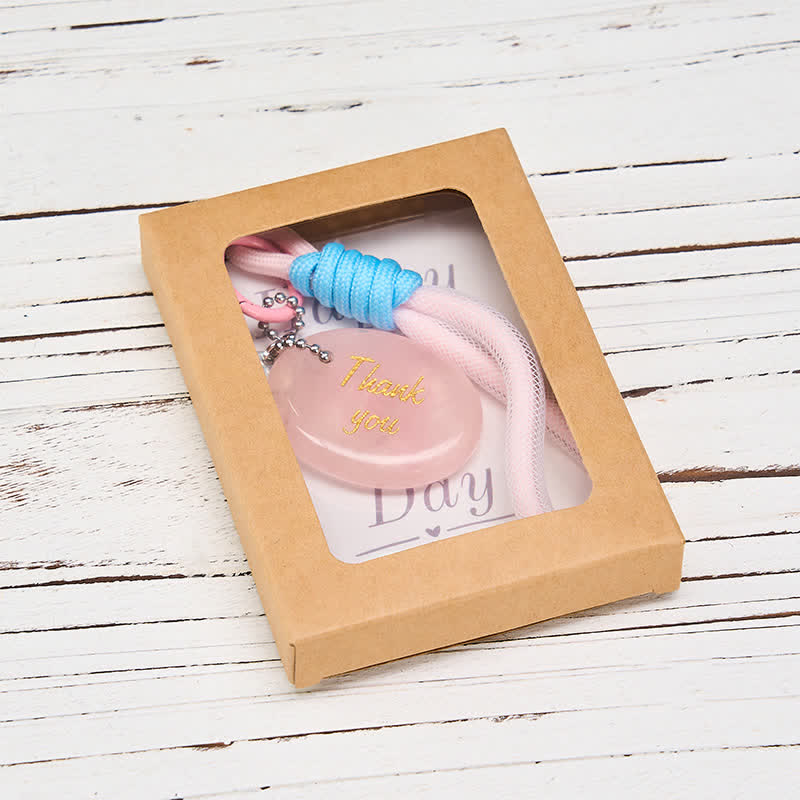 Buddha Stones Thank You Gifts Natural Rose Quartz Crystal Healing Key Chain Hanging Decoration - image 4