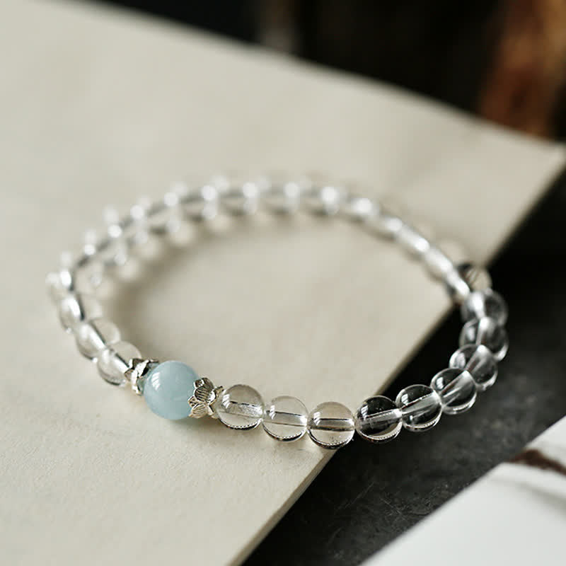 Buddha Stones Natural Clear Quartz Aquamarine Clarity Bracelet - image 7