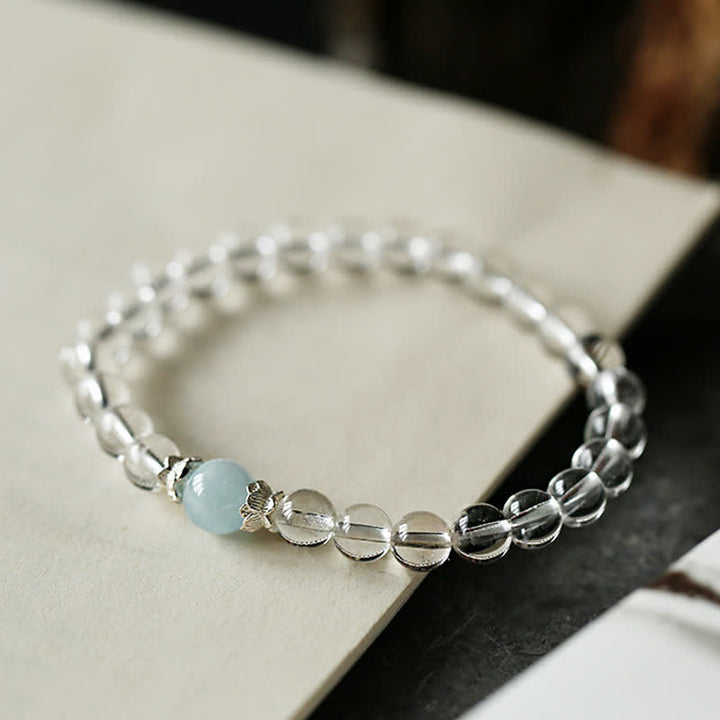 Buddha Stones Natural Clear Quartz Aquamarine Clarity Bracelet - image 7