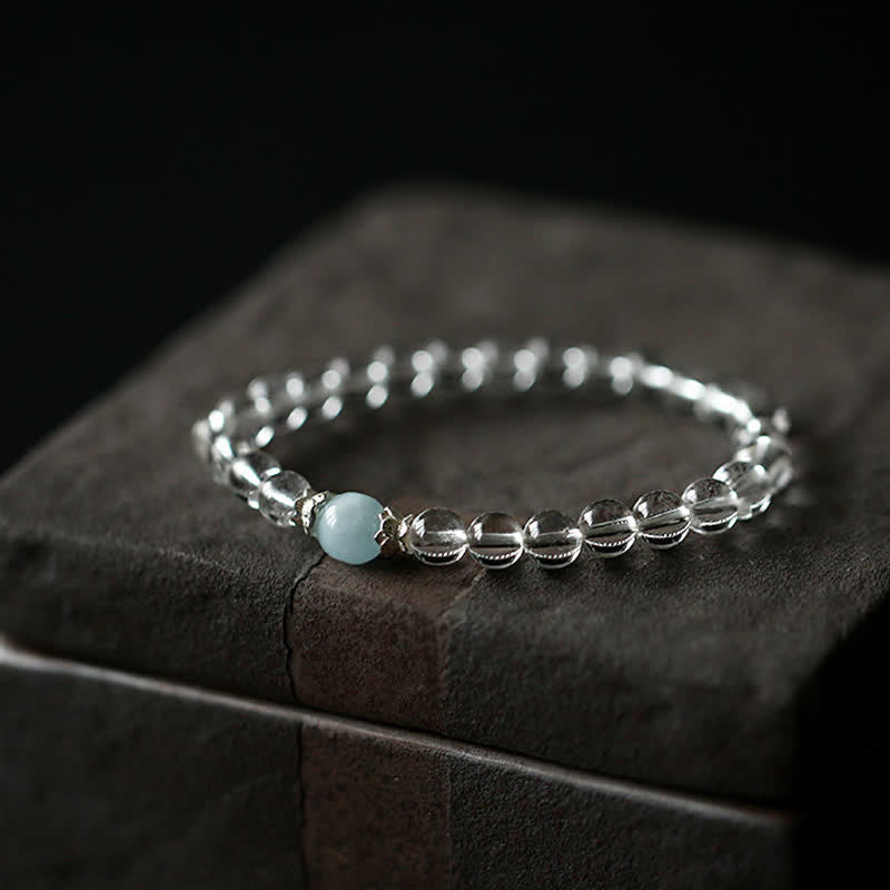 Buddha Stones Natural Clear Quartz Aquamarine Clarity Bracelet - Clear Quartz(Wrist Circumference:14–15 cm) - image 0