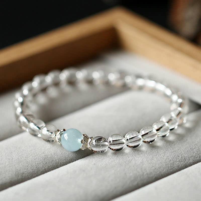 Buddha Stones Natural Clear Quartz Aquamarine Clarity Bracelet - image 4