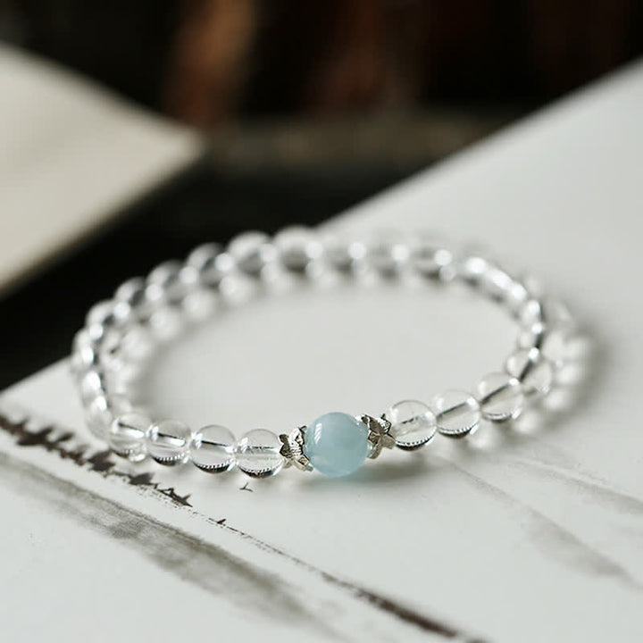 Buddha Stones Natural Clear Quartz Aquamarine Clarity Bracelet - image 1