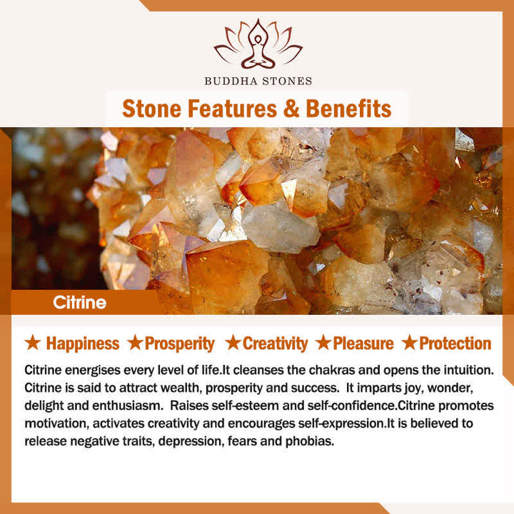 Buddha Stones Natural Clear Quartz Citrine Money For The Journey Protection Bracelet - image 6