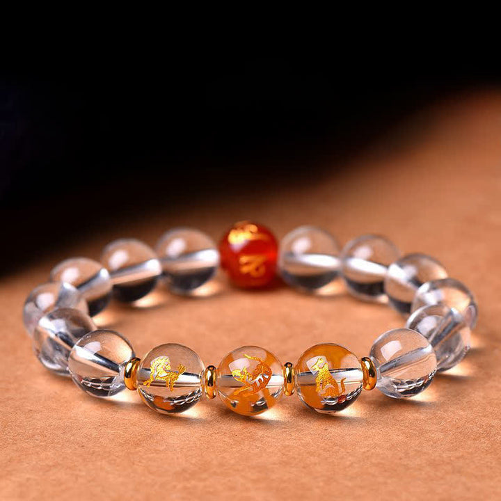 Buddha Stones Clear Quartz Chinese Zodiac Healing Bracelet - image 0