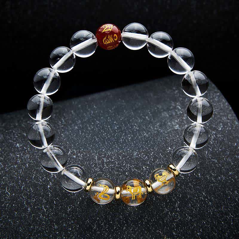 Buddha Stones Clear Quartz Chinese Zodiac Healing Bracelet - image 14