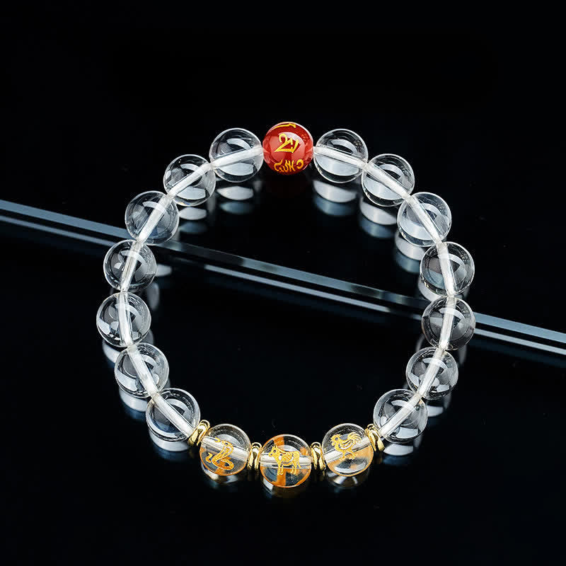 Buddha Stones Clear Quartz Chinese Zodiac Healing Bracelet - image 16