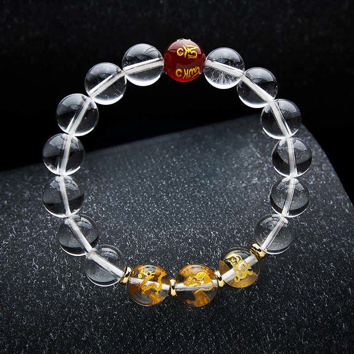 Buddha Stones Clear Quartz Chinese Zodiac Healing Bracelet - Rat Dragon Monkey - 12mm Beads(Wrist Circumference:17–18 cm) - image 20