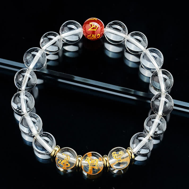Buddha Stones Clear Quartz Chinese Zodiac Healing Bracelet - image 17