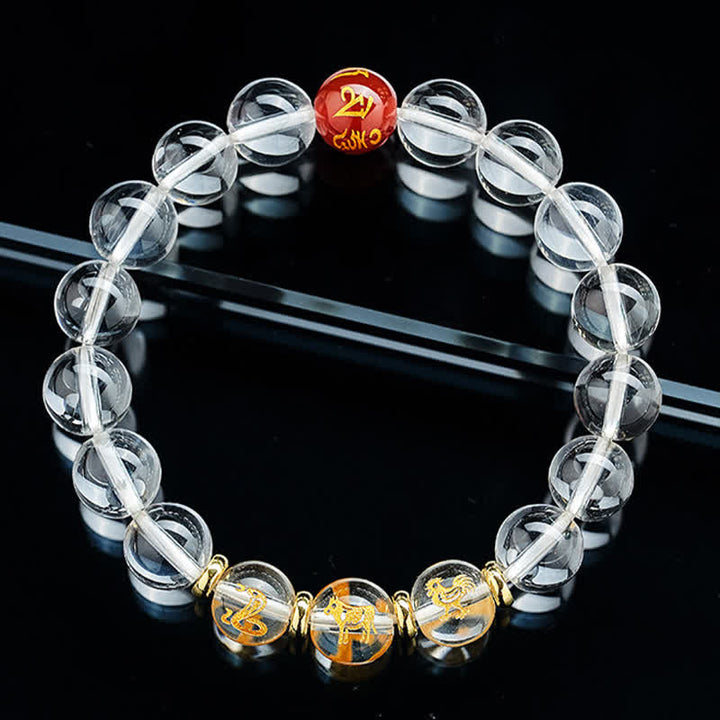 Buddha Stones Clear Quartz Chinese Zodiac Healing Bracelet - image 17
