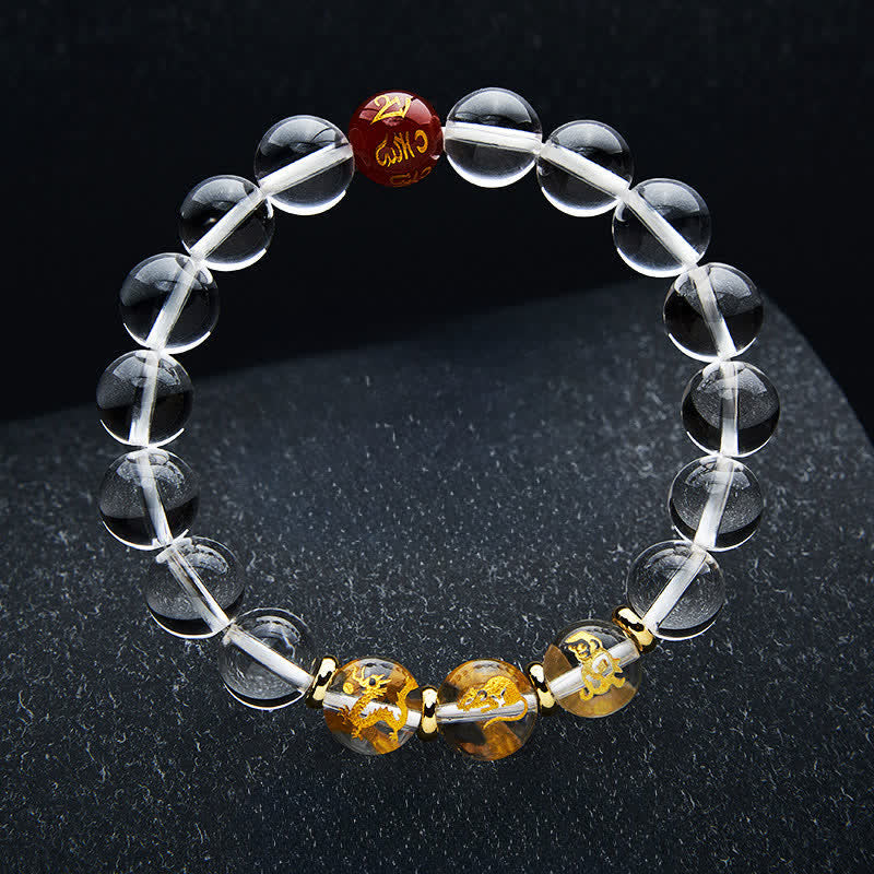 Buddha Stones Clear Quartz Chinese Zodiac Healing Bracelet - Rat Dragon Monkey - 10mm Beads(Wrist Circumference:16–17 cm) - image 19