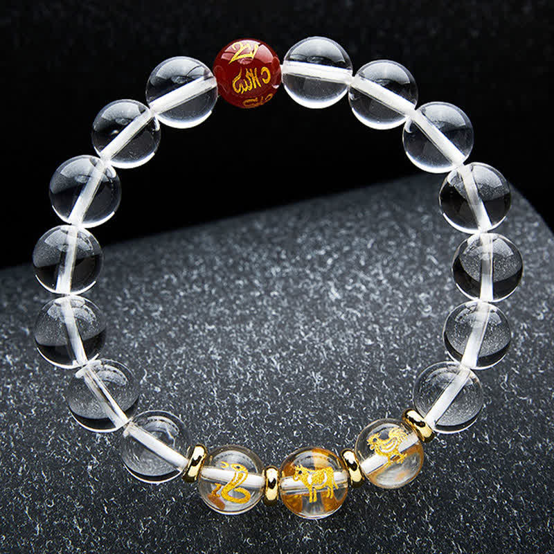 Buddha Stones Clear Quartz Chinese Zodiac Healing Bracelet - image 15