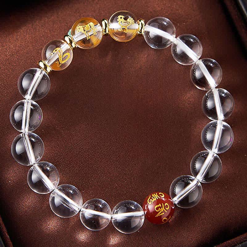 Buddha Stones Clear Quartz Chinese Zodiac Healing Bracelet - image 13