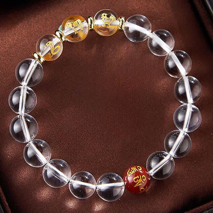 Buddha Stones Clear Quartz Chinese Zodiac Healing Bracelet - image 13