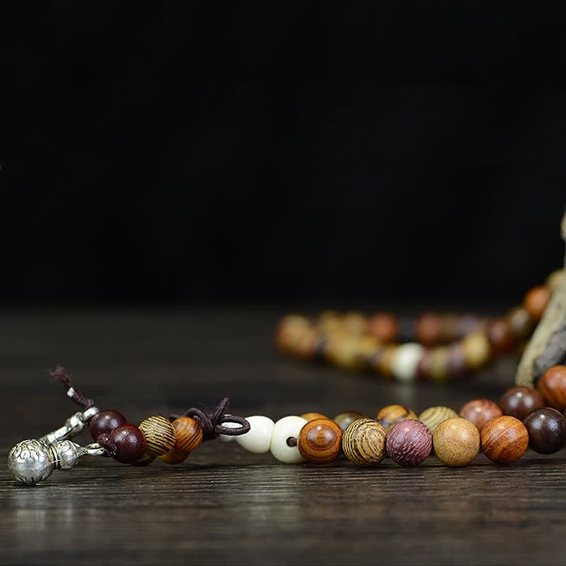Buddha Stones 108 Beads Multi-Tone Natural Wood Calm Energy Mala - image 6