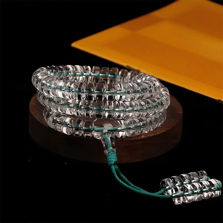 Buddha Stones Liuli 108 Flat Beads Spiral Rope Wisdom Mala - image 6