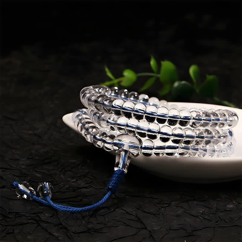 Buddha Stones Liuli 108 Flat Beads Spiral Rope Wisdom Mala - image 2